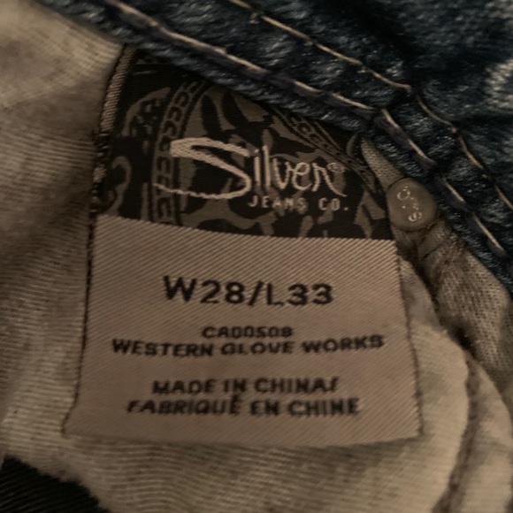 Silver Long Light Blue Jeans size 28/33 - Picture 5 of 5